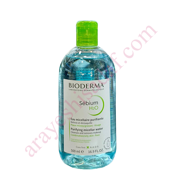 mislar-bioderma1 محلول میسلار پاک کننده آرایش و آلودگی صورت Sebium H2O حجم 250 میلی لیتر بایودرما